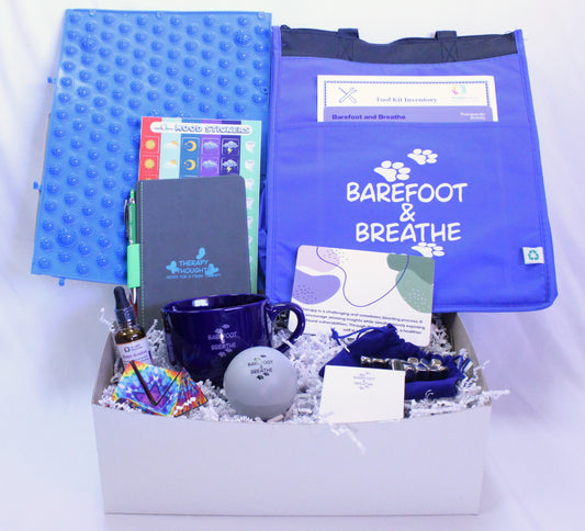 self-care kit with mental health products in a box